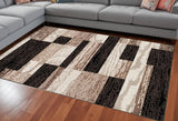 8' X 10' Chocolate Patchwork Power Loom Stain Resistant Area Rug - Homeroots