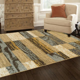 8' X 10' Light Blue And Beige Patchwork Power Loom Stain Resistant Area Rug - Homeroots