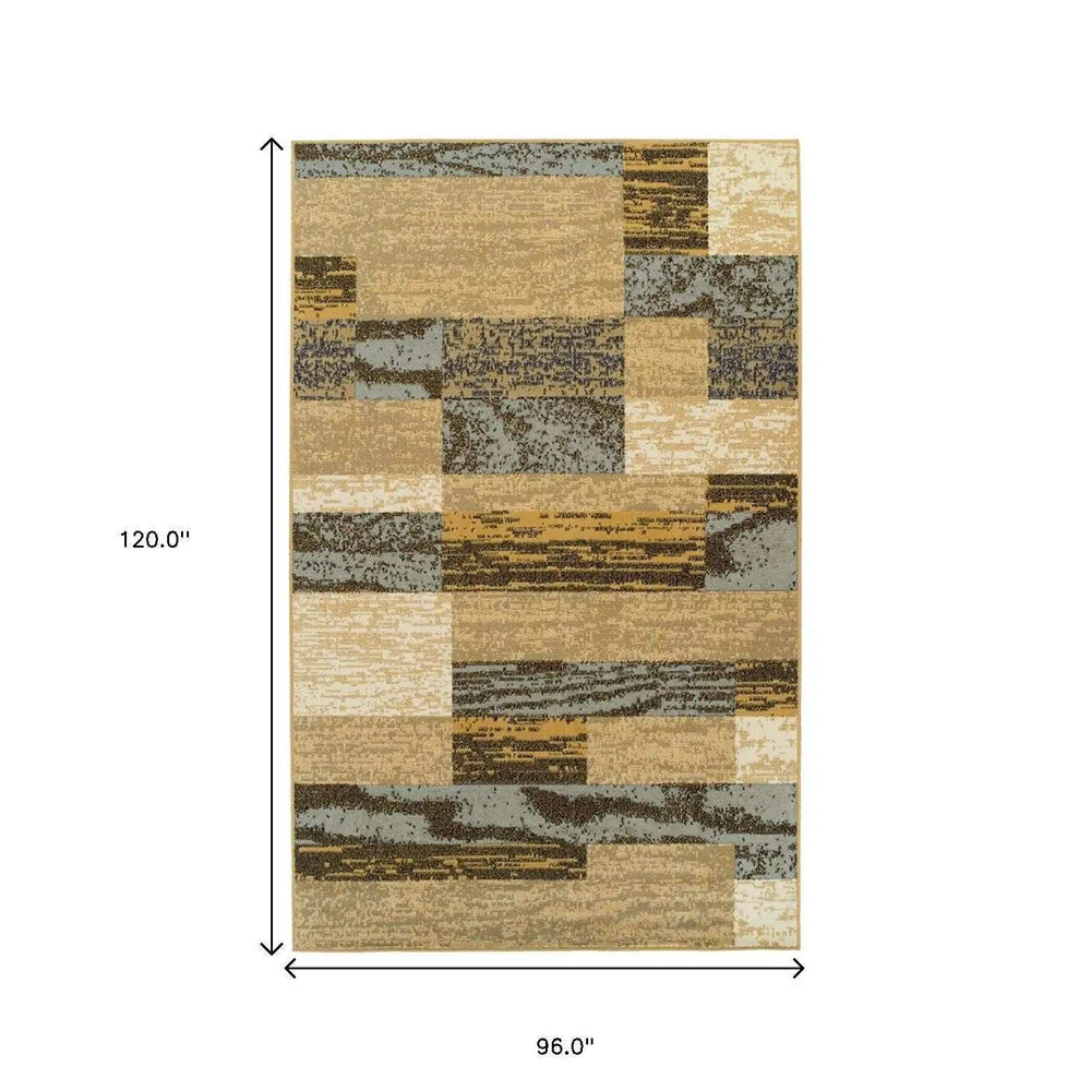 8' X 10' Light Blue And Beige Patchwork Power Loom Stain Resistant Area Rug - Homeroots - Flyclothing LLC