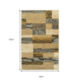 8' X 10' Light Blue And Beige Patchwork Power Loom Stain Resistant Area Rug - Homeroots