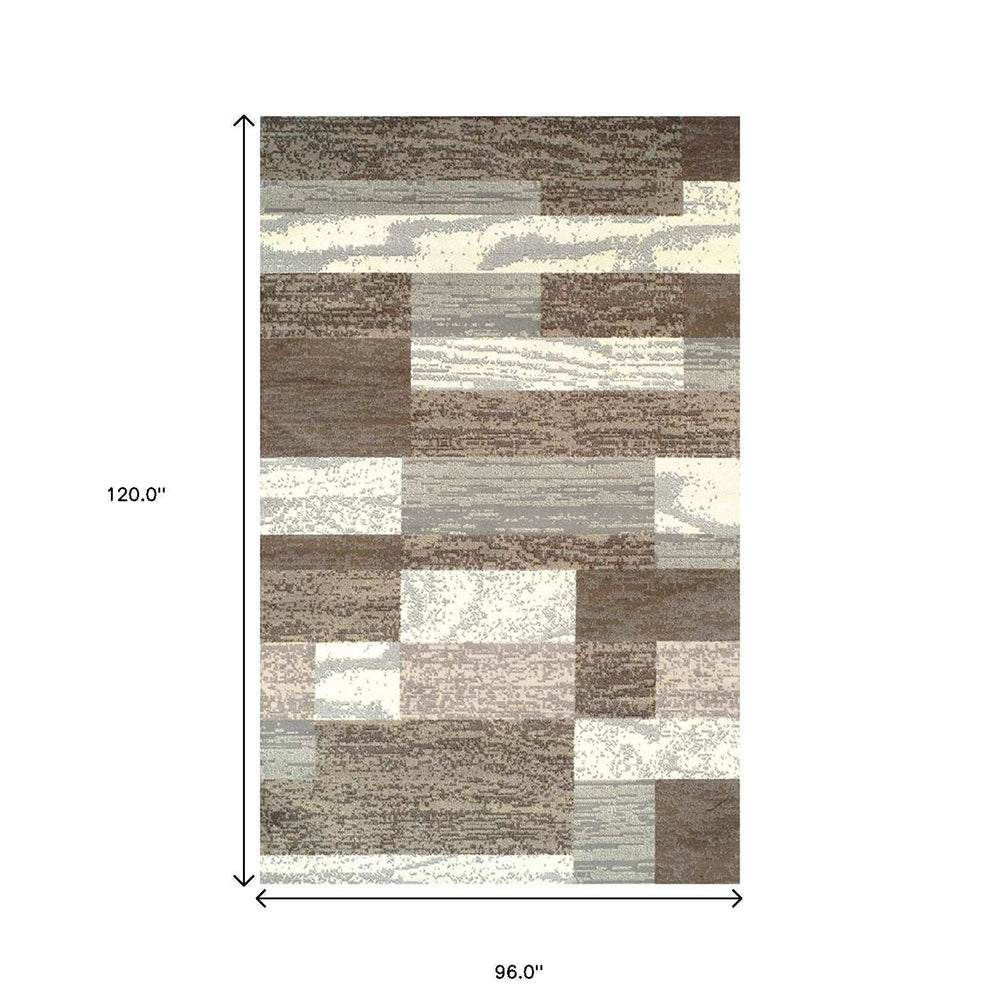 8' X 10' Light Blue And Ivory Patchwork Power Loom Stain Resistant Area Rug - Homeroots - Flyclothing LLC