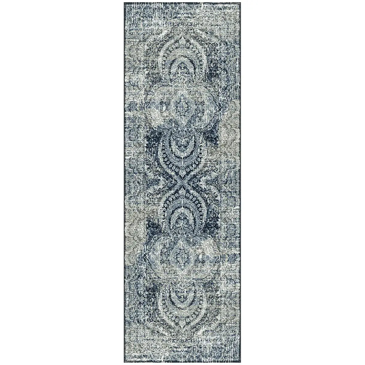 8' Taupe Abstract Power Loom Distressed Stain Resistant Runner Rug - Homeroots - Flyclothing LLC