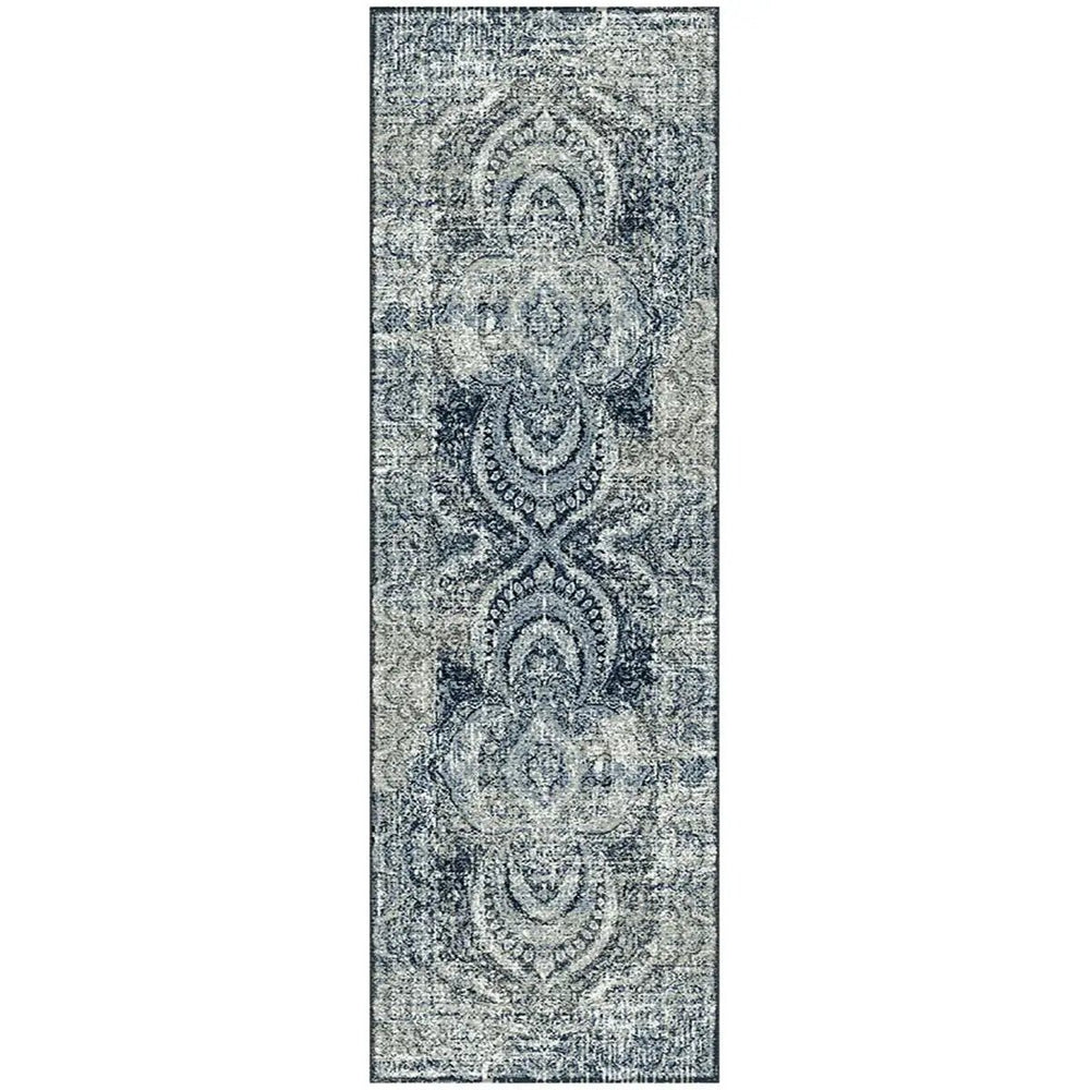 8' Taupe Abstract Power Loom Distressed Stain Resistant Runner Rug - Homeroots