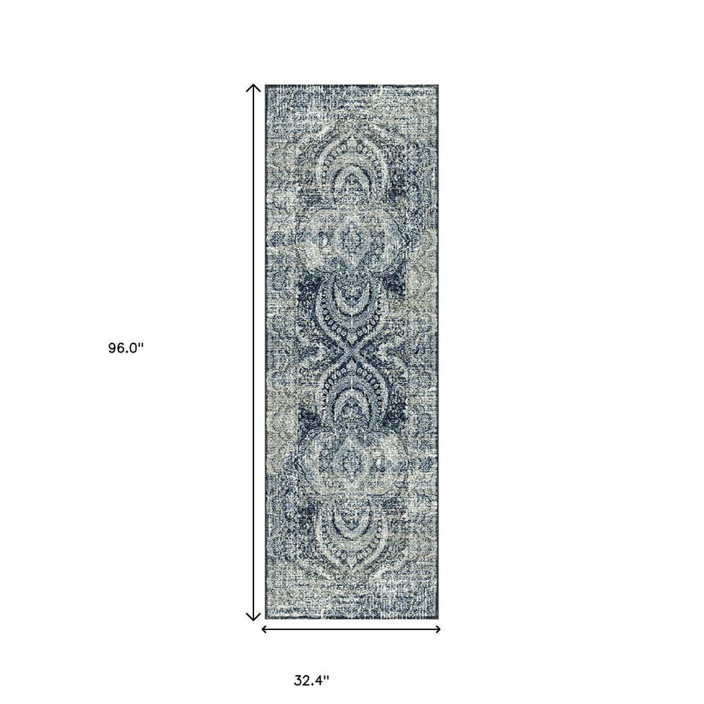 8' Taupe Abstract Power Loom Distressed Stain Resistant Runner Rug - Homeroots - Flyclothing LLC