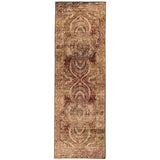 8' Maroon And Gold Abstract Power Loom Distressed Stain Resistant Runner Rug - Homeroots