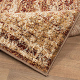 8' Maroon And Gold Abstract Power Loom Distressed Stain Resistant Runner Rug - Homeroots