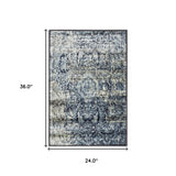2' X 3' Taupe Abstract Power Loom Distressed Stain Resistant Area Rug - Homeroots