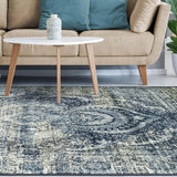 4' X 6' Taupe Abstract Power Loom Distressed Stain Resistant Area Rug