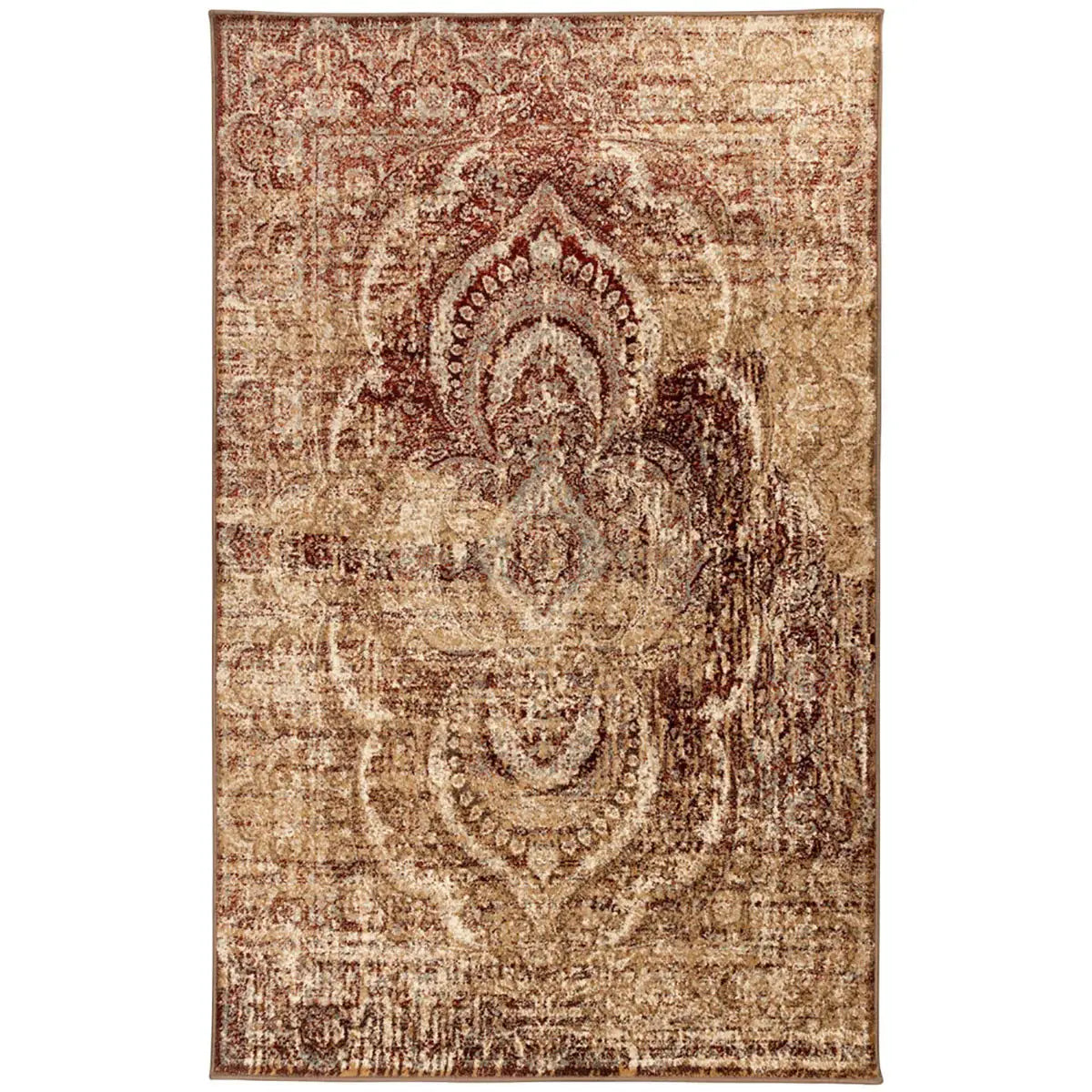 4' X 6' Maroon And Gold Abstract Power Loom Distressed Stain Resistant Area Rug - Homeroots - Flyclothing LLC