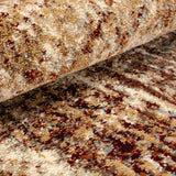6' X 9' Maroon And Gold Abstract Power Loom Distressed Stain Resistant Area Rug - Homeroots