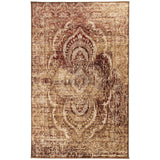 9' X 12' Maroon And Gold Abstract Power Loom Distressed Stain Resistant Area Rug - Homeroots