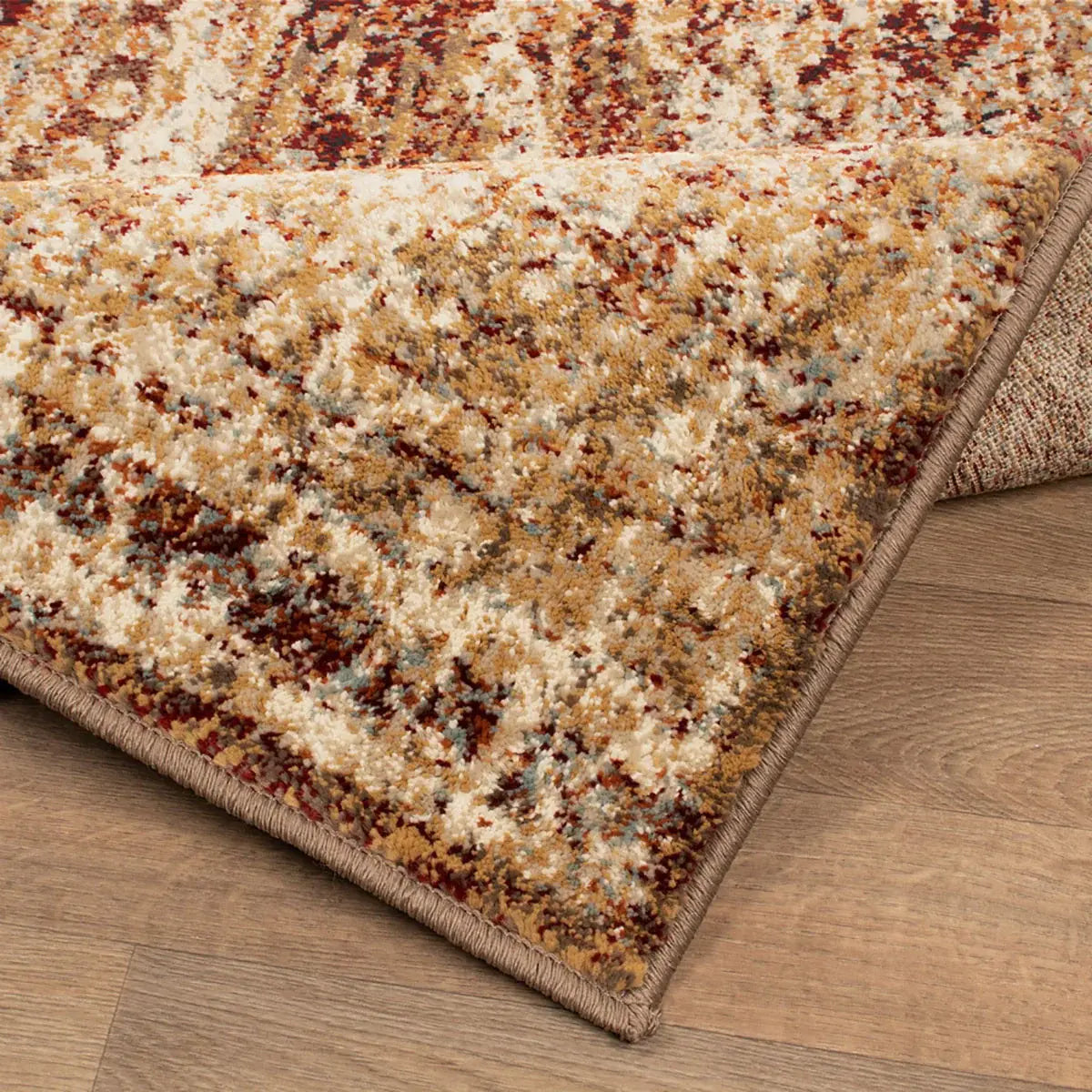 9' X 12' Maroon And Gold Abstract Power Loom Distressed Stain Resistant Area Rug - Homeroots - Flyclothing LLC