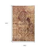 9' X 12' Maroon And Gold Abstract Power Loom Distressed Stain Resistant Area Rug - Homeroots