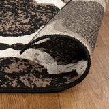 10' Chocolate Quatrefoil Power Loom Distressed Stain Resistant Runner Rug - Homeroots