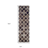 10' Chocolate Quatrefoil Power Loom Distressed Stain Resistant Runner Rug - Homeroots - Flyclothing LLC