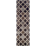 8' Chocolate Quatrefoil Power Loom Distressed Stain Resistant Runner Rug - Homeroots - Flyclothing LLC
