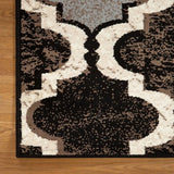 8' Chocolate Quatrefoil Power Loom Distressed Stain Resistant Runner Rug - Homeroots