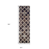 8' Chocolate Quatrefoil Power Loom Distressed Stain Resistant Runner Rug - Homeroots - Flyclothing LLC