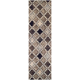 8' Ivory Quatrefoil Power Loom Distressed Stain Resistant Runner Rug - Homeroots