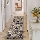 11' Ivory Quatrefoil Power Loom Distressed Runner Rug - Homeroots - Flyclothing LLC