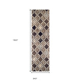 11' Ivory Quatrefoil Power Loom Distressed Runner Rug - Homeroots - Flyclothing LLC