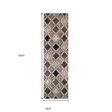 11' Ivory Quatrefoil Power Loom Distressed Runner Rug - Homeroots - Flyclothing LLC