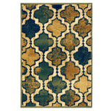 2' X 3' Green Quatrefoil Power Loom Distressed Stain Resistant Area Rug - Homeroots