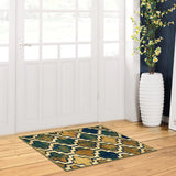 2' X 3' Green Quatrefoil Power Loom Distressed Stain Resistant Area Rug - Homeroots