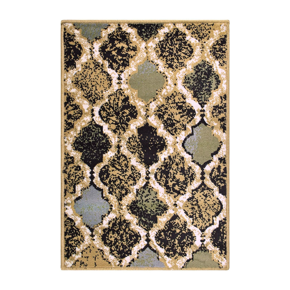 2' X 3' Multi Color Quatrefoil Power Loom Distressed Stain Resistant Area Rug - Homeroots