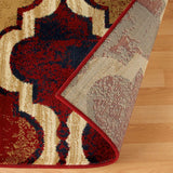 2' X 3' Red Blue Quatrefoil Power Loom Distressed Stain Resistant Area Rug - Homeroots - Flyclothing LLC