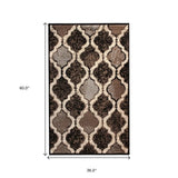 3' X 5' Chocolate Quatrefoil Power Loom Distressed Stain Resistant Area Rug - Homeroots