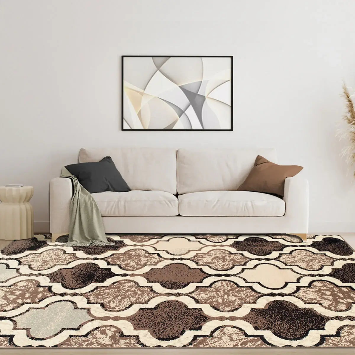 3' X 5' Ivory Quatrefoil Power Loom Distressed Stain Resistant Area Rug - Homeroots - Flyclothing LLC