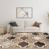 3' X 5' Ivory Quatrefoil Power Loom Distressed Stain Resistant Area Rug - Homeroots