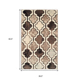 3' X 5' Ivory Quatrefoil Power Loom Distressed Stain Resistant Area Rug - Homeroots - Flyclothing LLC