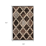 4' X 6' Chocolate Quatrefoil Power Loom Distressed Stain Resistant Area Rug - Homeroots - Flyclothing LLC
