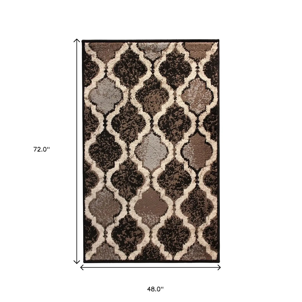 4' X 6' Chocolate Quatrefoil Power Loom Distressed Stain Resistant Area Rug - Homeroots - Flyclothing LLC