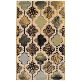 4' X 6' Multi Color Quatrefoil Power Loom Distressed Stain Resistant Area Rug - Homeroots
