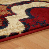 4' X 6' Red Blue Quatrefoil Power Loom Distressed Stain Resistant Area Rug - Homeroots
