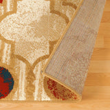 5' X 8' Beige Quatrefoil Power Loom Distressed Stain Resistant Area Rug - Homeroots