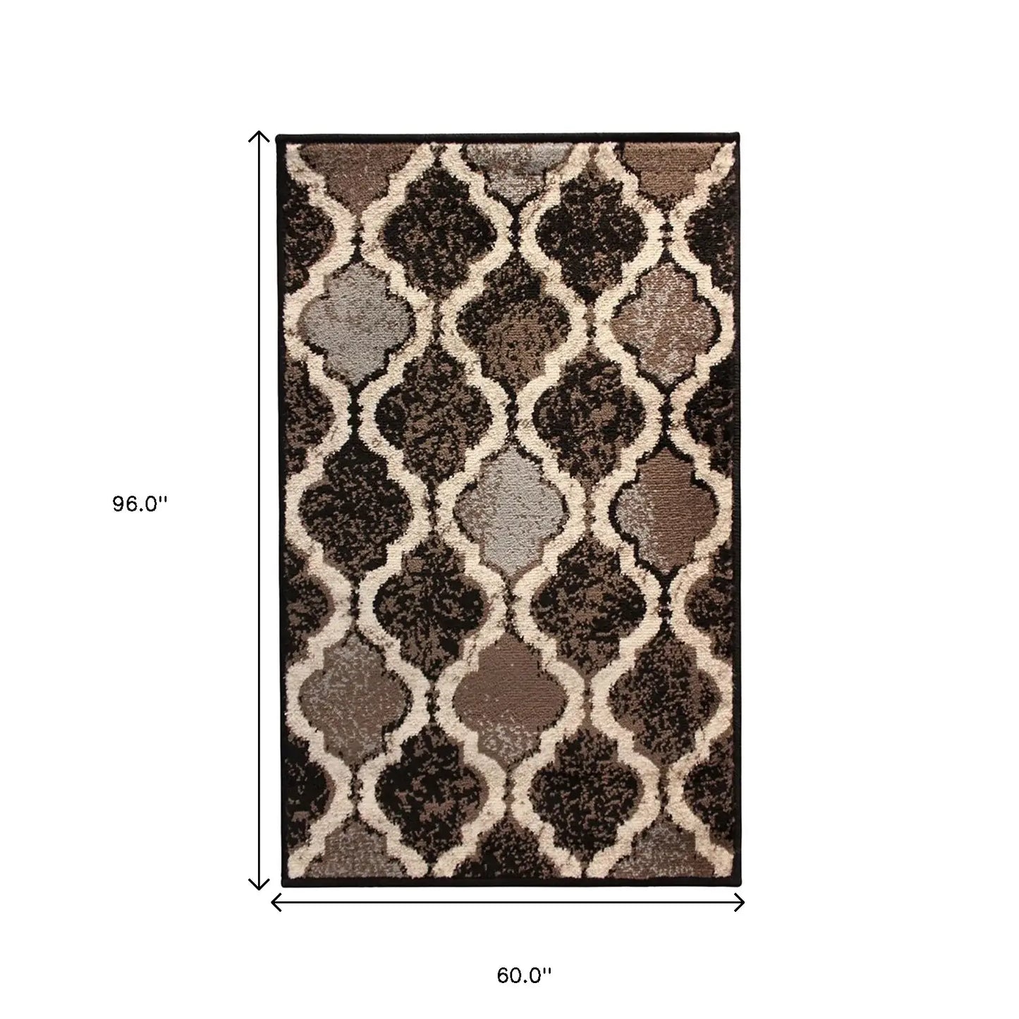 5' X 8' Chocolate Quatrefoil Power Loom Distressed Stain Resistant Area Rug - Homeroots - Flyclothing LLC