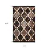 5' X 8' Chocolate Quatrefoil Power Loom Distressed Stain Resistant Area Rug - Homeroots - Flyclothing LLC