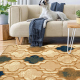 5' X 8' Cream Quatrefoil Power Loom Distressed Stain Resistant Area Rug - Homeroots