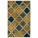 5' X 8' Green Quatrefoil Power Loom Distressed Stain Resistant Area Rug - Homeroots - Flyclothing LLC