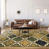 5' X 8' Green Quatrefoil Power Loom Distressed Stain Resistant Area Rug - Homeroots - Flyclothing LLC