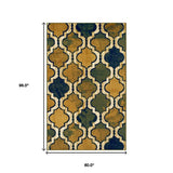 5' X 8' Green Quatrefoil Power Loom Distressed Stain Resistant Area Rug - Homeroots - Flyclothing LLC