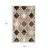 5' X 8' Ivory Quatrefoil Power Loom Distressed Stain Resistant Area Rug - Homeroots - Flyclothing LLC