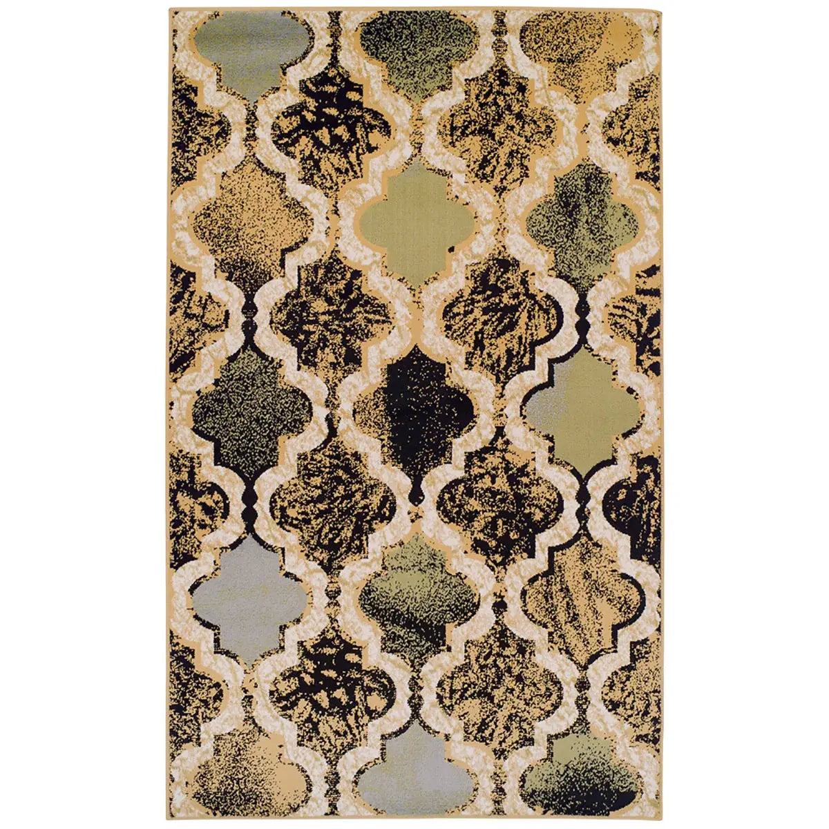 5' X 8' Multi Color Quatrefoil Power Loom Distressed Stain Resistant Area Rug - Homeroots - Flyclothing LLC