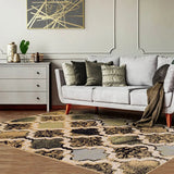 5' X 8' Multi Color Quatrefoil Power Loom Distressed Stain Resistant Area Rug - Homeroots