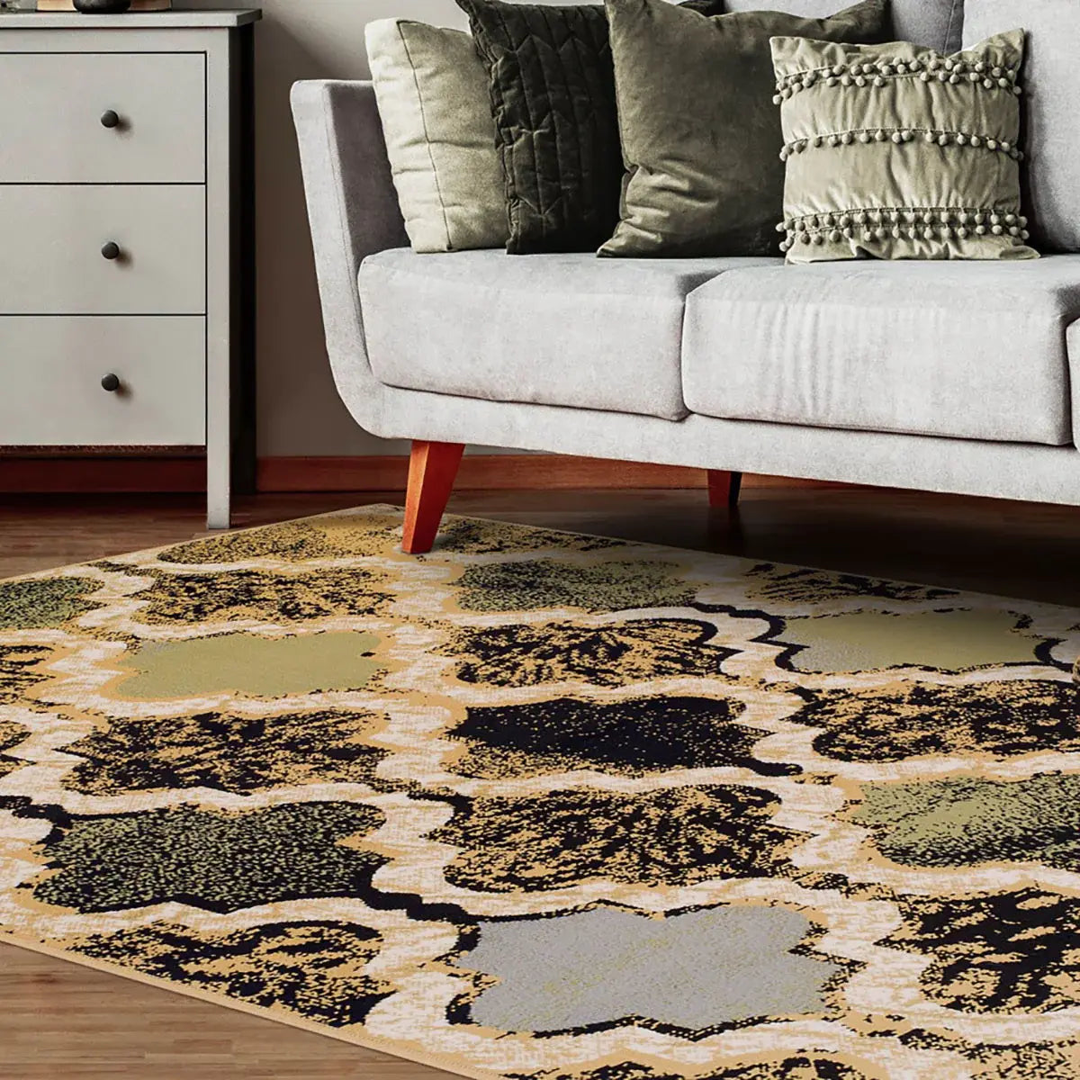5' X 8' Multi Color Quatrefoil Power Loom Distressed Stain Resistant Area Rug - Homeroots - Flyclothing LLC