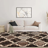 6' X 9' Chocolate Quatrefoil Power Loom Distressed Stain Resistant Area Rug - Homeroots